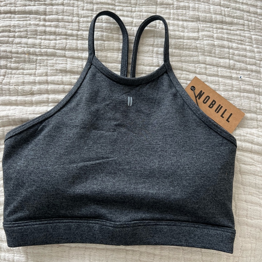 NWT NOBULL Matte Halter Sports Bra - Charcoal Heather Matte / Small